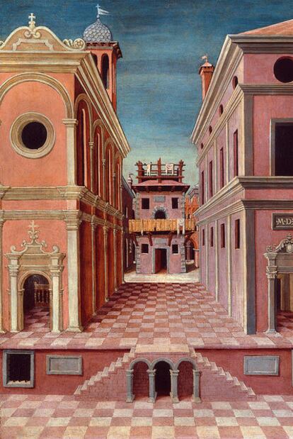 <i>Vista de una ciudad</i> (1520), atribuido a G. de Cotignola.