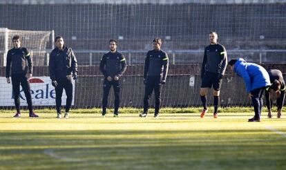 Pardo, Jose Ángel, Ros, Vela y Seferovic, en un entrenamiento