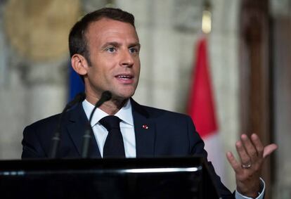 El presidente francés, Emmanuel Macron, en Canadá para participar en el G7