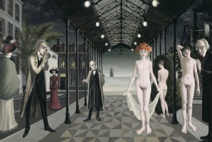 Paul Delvaux's Homage to Jules Verne, part of the Locus Solus exhibition about Raymond Roussel.