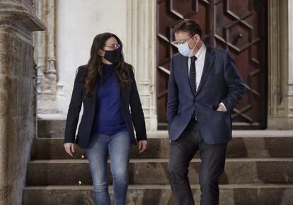 Mónica Oltra y Ximo Puig, la pasada semana en el Palau de la Generalitat.