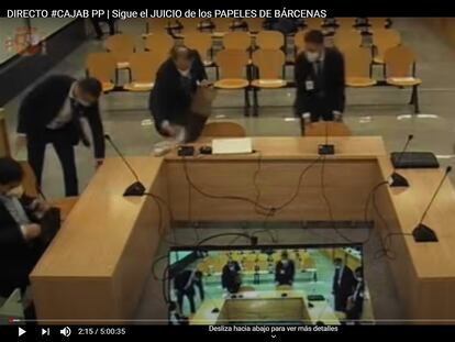 Declaraciones de policías en el juicio en la Audiencia Nacional en San Fernando de Henares por los 'papeles de Bárcenas' (captura de la señal de televisión de la AN).