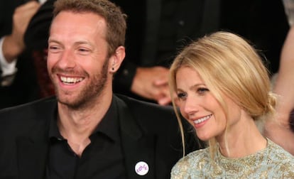 Chris Martin y Gwyneth Paltrow en los Globos de Oro de 2014.