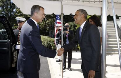 El rei Felip VI és rebut pel president dels EUA, Barack Obama.