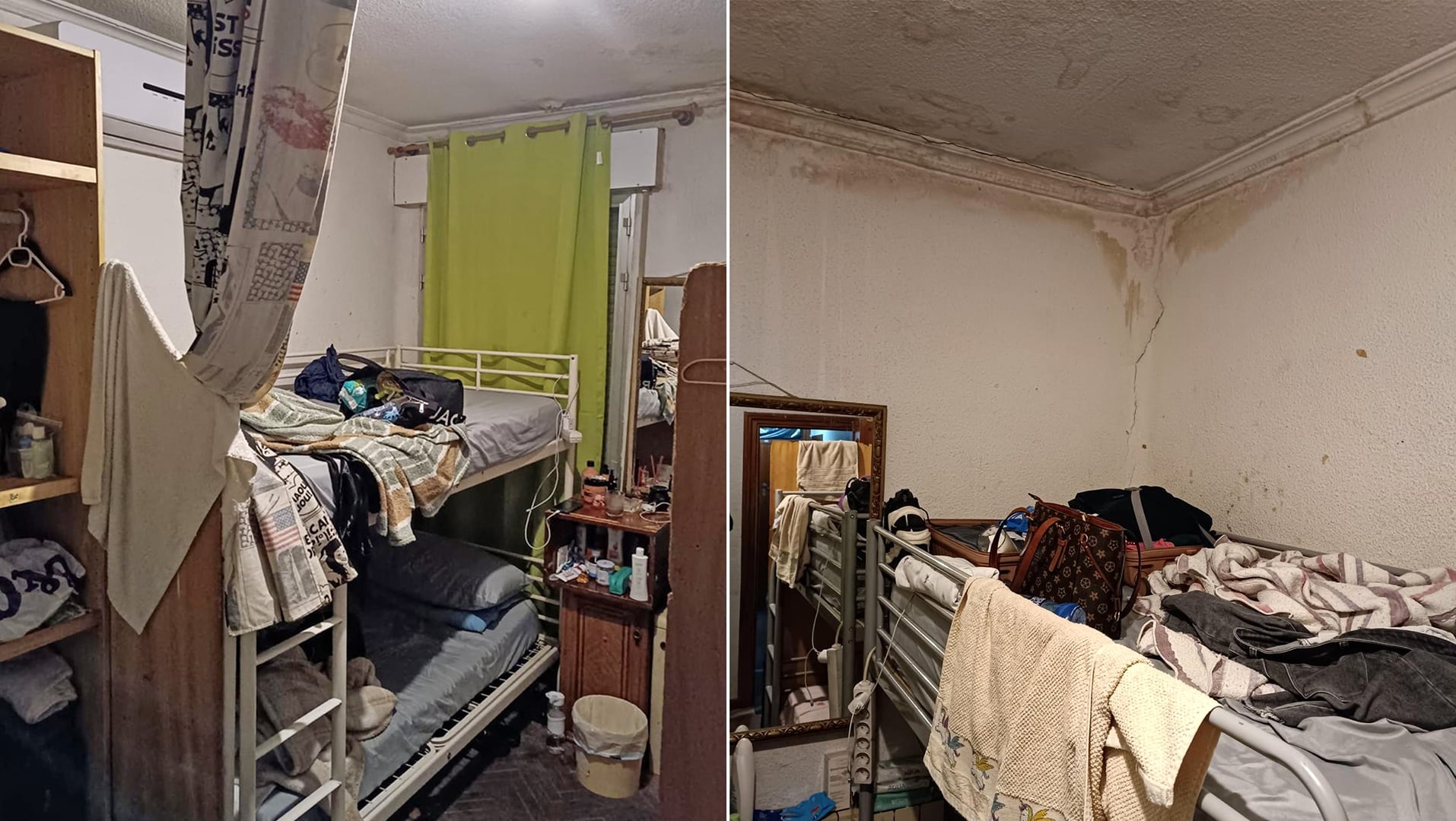 Room in which exploited women were crowded and which the police accessed in a recent operation in Madrid.