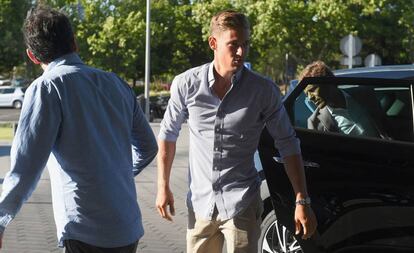 Marcos Llorente, antes de pasar el reconocimiento médico con el Atlético.