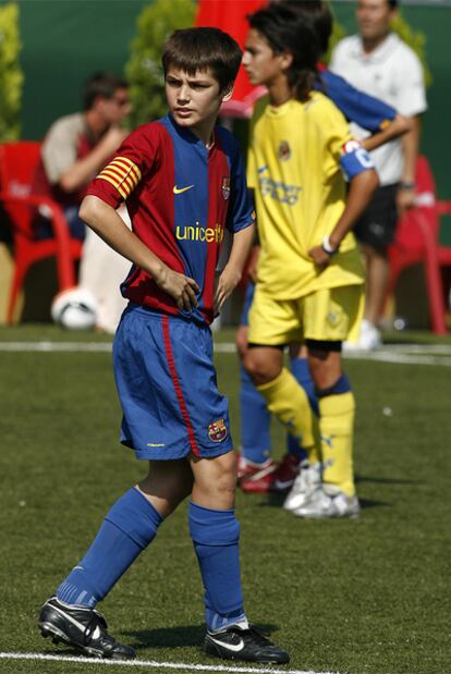 Jon Toral, durante un partido con el equipo alevín del Barça en 2007.