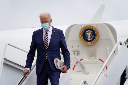 El presidente de EE UU, Joe Biden, bajando del Air Force One, el pasado viernes.