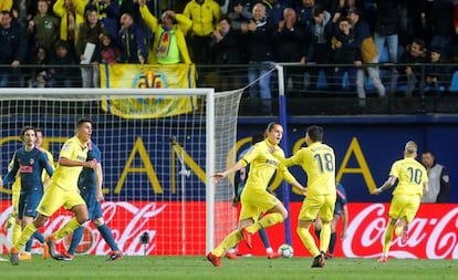 Unal celebra su primer gol al Atlético.