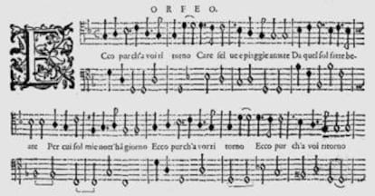 Primeros compases de la partitura de 'L’Orfeo'.