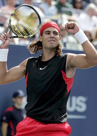 Nadal celebra la victoria frente a Horna durante su partido de segunda ronda del Abierto de EE UU.