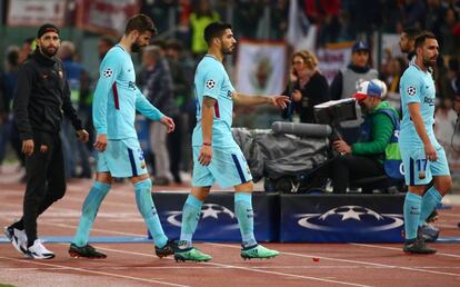 Alcácer, Suárez y Gómes se retiran del Olímpico de Roma.