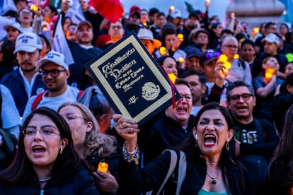 Trabajadores del Sistema Judicial protestan contra la reforma en, Ciudad de México, el día 26 de agosto de 2024.