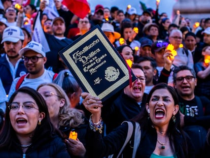 Trabajadores del Sistema Judicial protestan contra la reforma en, Ciudad de México, el día 26 de agosto de 2024.