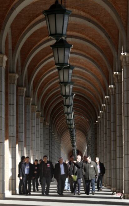 Líderes sindicales de UGT, CC OO, CGT, USO y Confederación Intersindical acuden a presentar la convocatoria formal de la huelga general