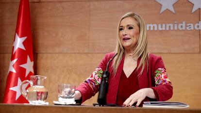 Cristina Cifuentes, durante la rueda de prensa del pasado viernes.