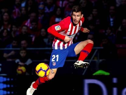 Lucas Hernández, durante un partido esta campaña contra el Getafe.