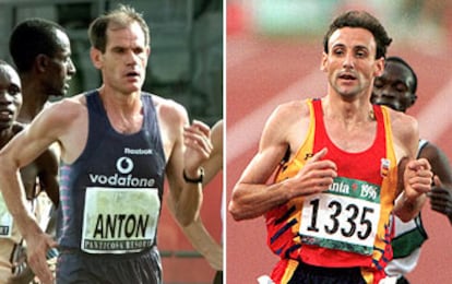 Abel Antón (a la izquierda) y Fermín Cacho, durante dos pruebas deportivas.