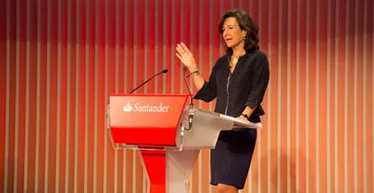 Ana Patricia Botín, durante la conferencia con inversores.