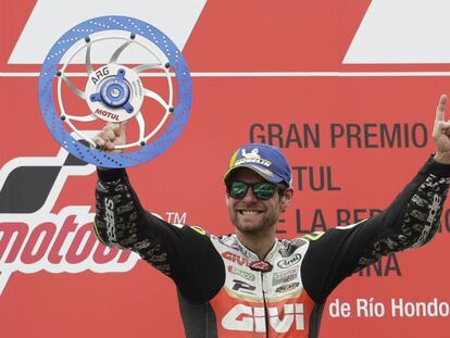 Crutchlow celebra la victoria en el GP de Argentina.