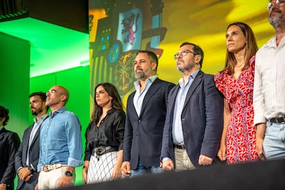 La dirección de Vox, este domingo en un acto en Madrid.