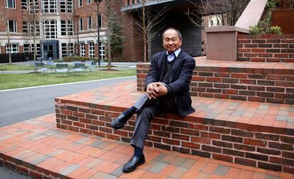 O cientista político estadunidense Francis Fukuyama, quarta-feira passada, no campus da Universidade de Harvard.