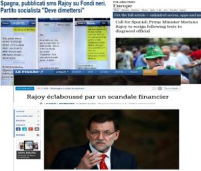 Páginas de 'la Repubblica', 'The Times' y 'Le Figaro'.