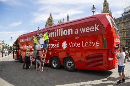 Los seguidores del &#039;Brexit&#039;,durante la campa&ntilde;a.   