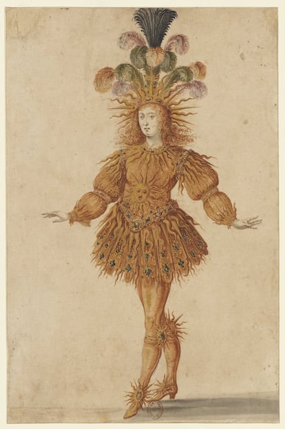 El rey Luis XIV caracterizado como el Sol en el 'Grand Ballet' final con que se cierra la obra.