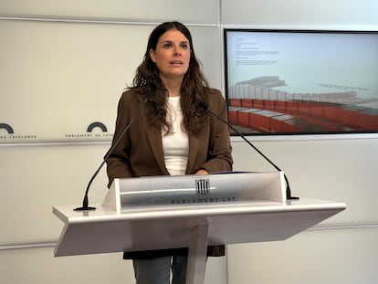 La portavoz de Junts, Mònica Sales, este martes en el Parlament.