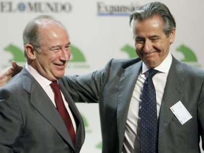 Los expresidentes de Caja Madrid, Rodrigo Rato y Miguel Blesa, en 2008.