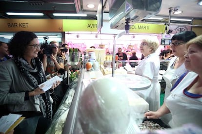 Marta Rovira aquest dimarts al mercat del Ninot de Barcelona.