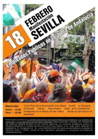 Cartel de la convocatoria de la manifestación del sábado.