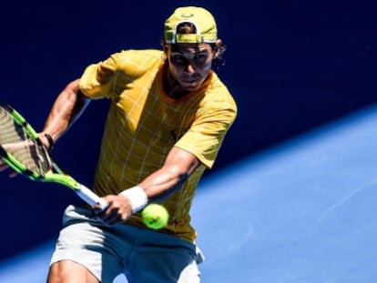 Nadal, durante un entrenamiento en Melbourne.