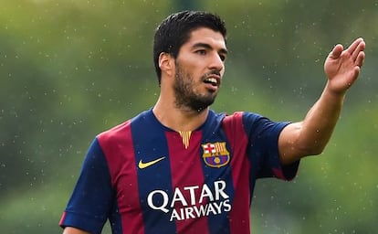 Luis Suárez en un partido amistoso con el Barcelona. 