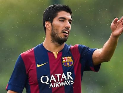 Luis Suárez en un partido amistoso con el Barcelona. 