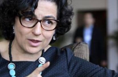 La copresidenta del IX Foro Económico Mundial en Latinoamérica, la española Arancha González, habla durante entrevista concedida a Efe en el marco del evento que se celebra en Playa Bonita, en el Pacífico panameño.