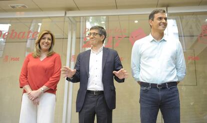 Susana Díaz, Patxi López y Pedro Sánchez