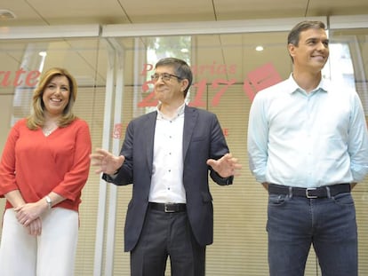 Susana D&iacute;az, Patxi L&oacute;pez y Pedro S&aacute;nchez