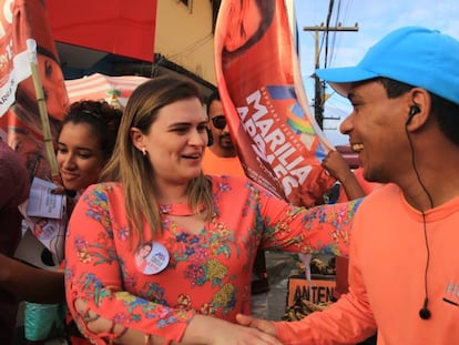 Marília Arraes, em ato de campanha.