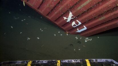 El contenedor hundido frente a la bahía de Monterey, en California. Los investigadores analizan su impacto en la vida marina.