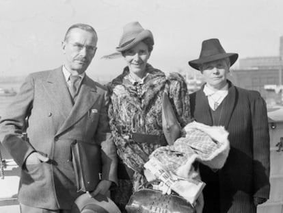 Thomas Mann, su esposa Katia y su hija Erika.