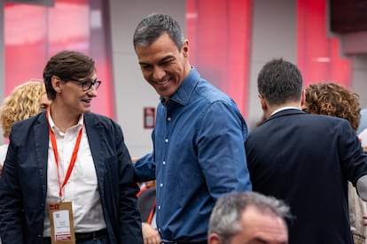 Pedro Sánchez y Salvador Illa durante el Comité Federal del PSOE