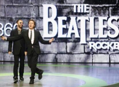 Los Beatles Ringo Starr y Paul McCartney presentan el videojuego 'The Beatles Rock Band'