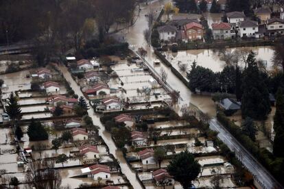 Las huertas de Huarte, inundadas tras desbordarse el río Ultzama en Navarra, el 12 de diciembre.