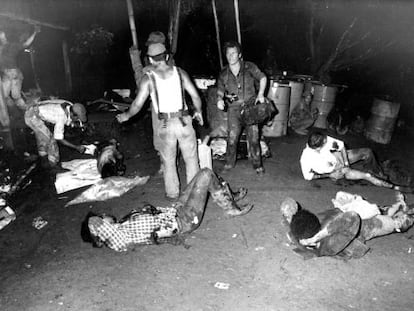 Heridos tras el atentado de La Penca, en 1984.