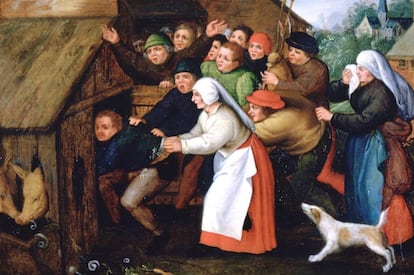 'El borracho empujado a la pocilga', de Pieter Brueghel el joven