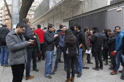 Los miembros de la asamblea territorial de Barcleona, ayer.