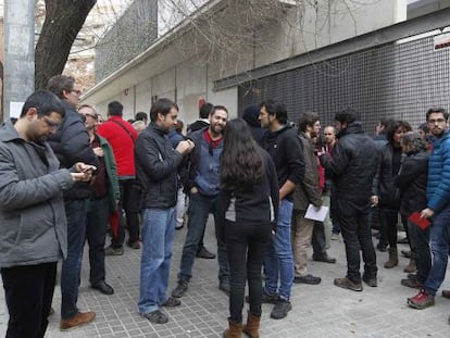 Los miembros de la asamblea territorial de Barcleona, ayer. 