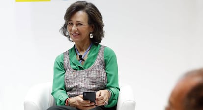 Ana Botín, durante su intervención en la conferencia sobre financiación del Acuerdo París.